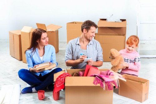 Commercial moving team planning an office relocation in Morden
