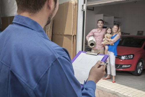 Moving day checklist and packed household items for removals in Morden