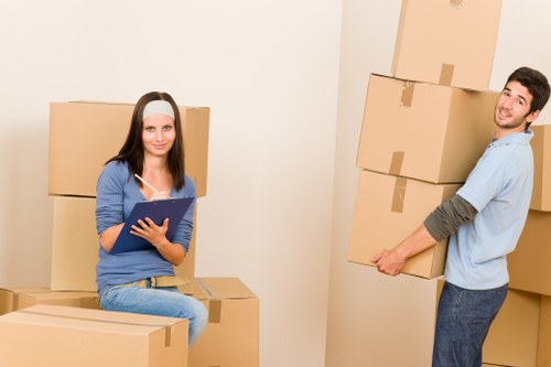 Customer discussing booking details and access requirements for removal service